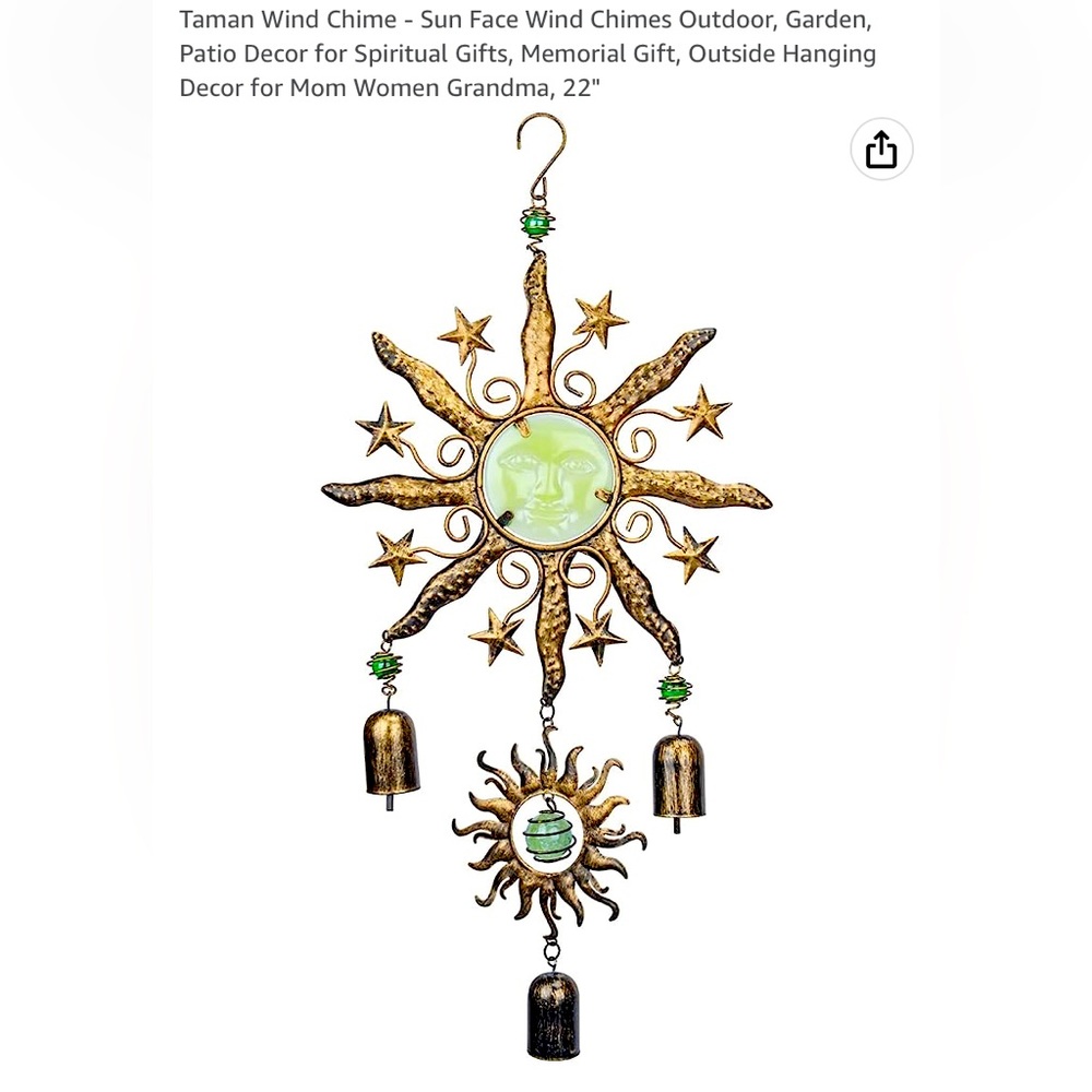 Sun face wind chime outdoor garden patio decor spiritual gift wall hanging decor